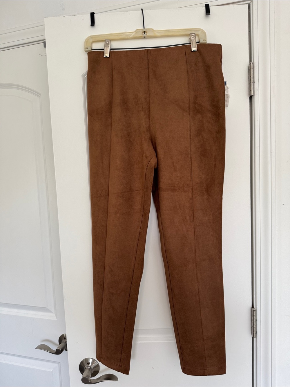 LOFT Cropped Faux Suede Ankle Pants - Brown